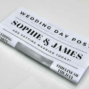 Custom Modern Wedding Newspaper | Wedding Itinerary & Program | Wedding Word Search | QRCode Honeymoon | Wedding Loved Ones | Made in the UK