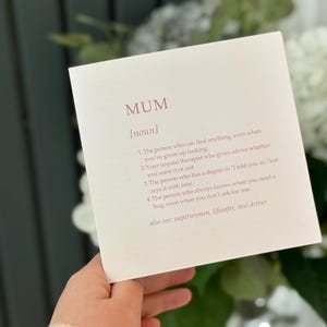 Personalisierte Mama Definition Karte - Muttertagskarte | Mama Karte | Nachdenkliche Muttertagsgeschenke | Luxus Karte + Umschlag | Hergestellt in Großbritannien