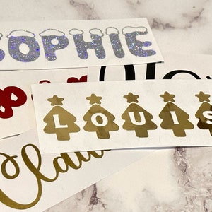 Personalised Christmas Vinyl Name | Name Labels perfect for gift boxes, bottles & more! | Christmas Vinyl Decal Words | Santa Accessories