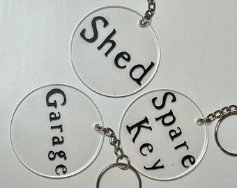 Crocheted 3D and flat letters school jumpers labels keyring