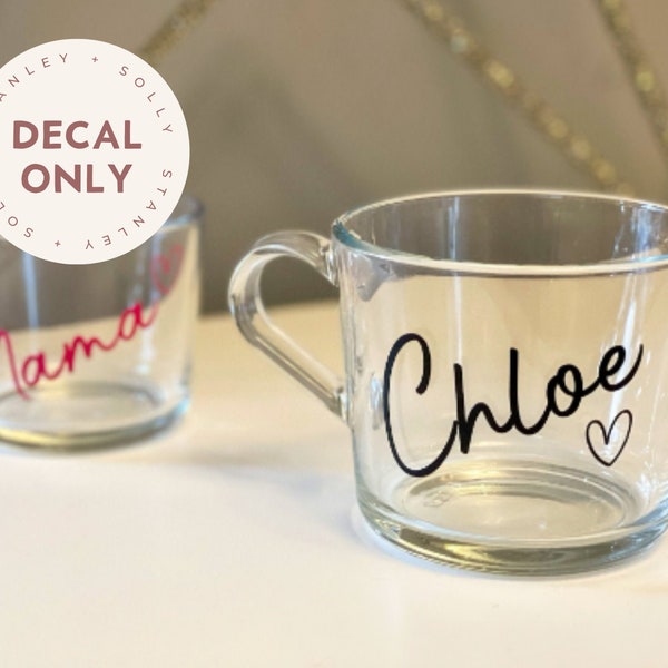 Decal Only: Personalised Name + Heart Vinyl perfect for glass mugs | Personalised Gift | Gift for her | Decal Names | Bridal Party