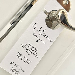Personalised Room Reserved For Wedding Door Hangers 3 Designs White Luxe Textured Card Card Door Hanger Wedding Tags image 5