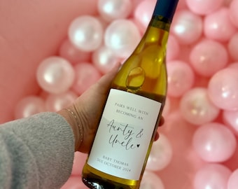 Pregnancy Reveal Wine Label: Baby Announcement Bottle Sticker