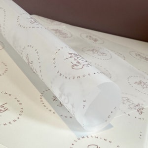 A5 Personalised Vellum Paper | Branded Translucent Vellum Sheets | Business Packaging | Small Business | Your Logo