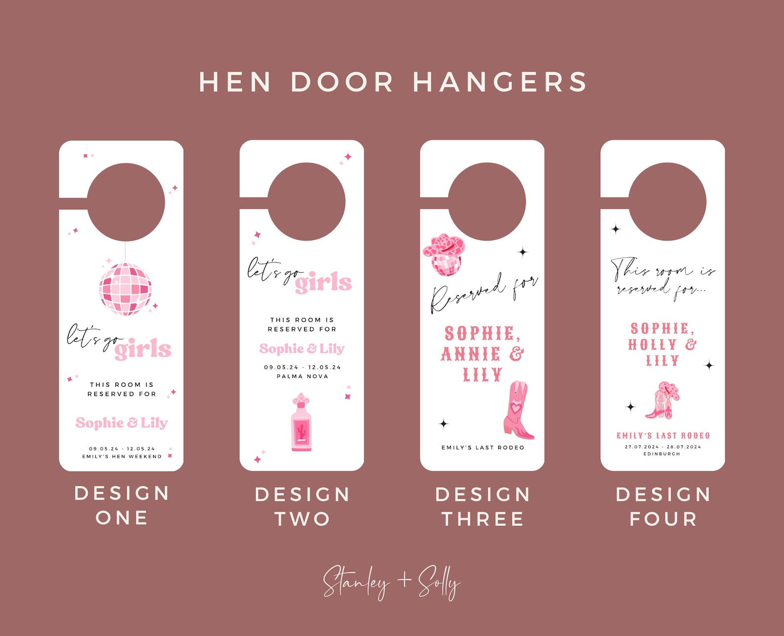 Personalised Hen Weekend Door Hangers: Rodeo Theme, Reserved Room Tags ...