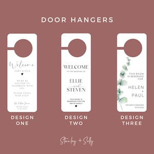 Personalised Room Reserved For Wedding Door Hangers 3 Designs White Luxe Textured Card Card Door Hanger Wedding Tags image 2