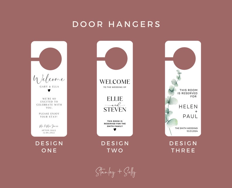 Personalised Room Reserved For Wedding Door Hangers 3 Designs White Luxe Textured Card Card Door Hanger Wedding Tags image 2