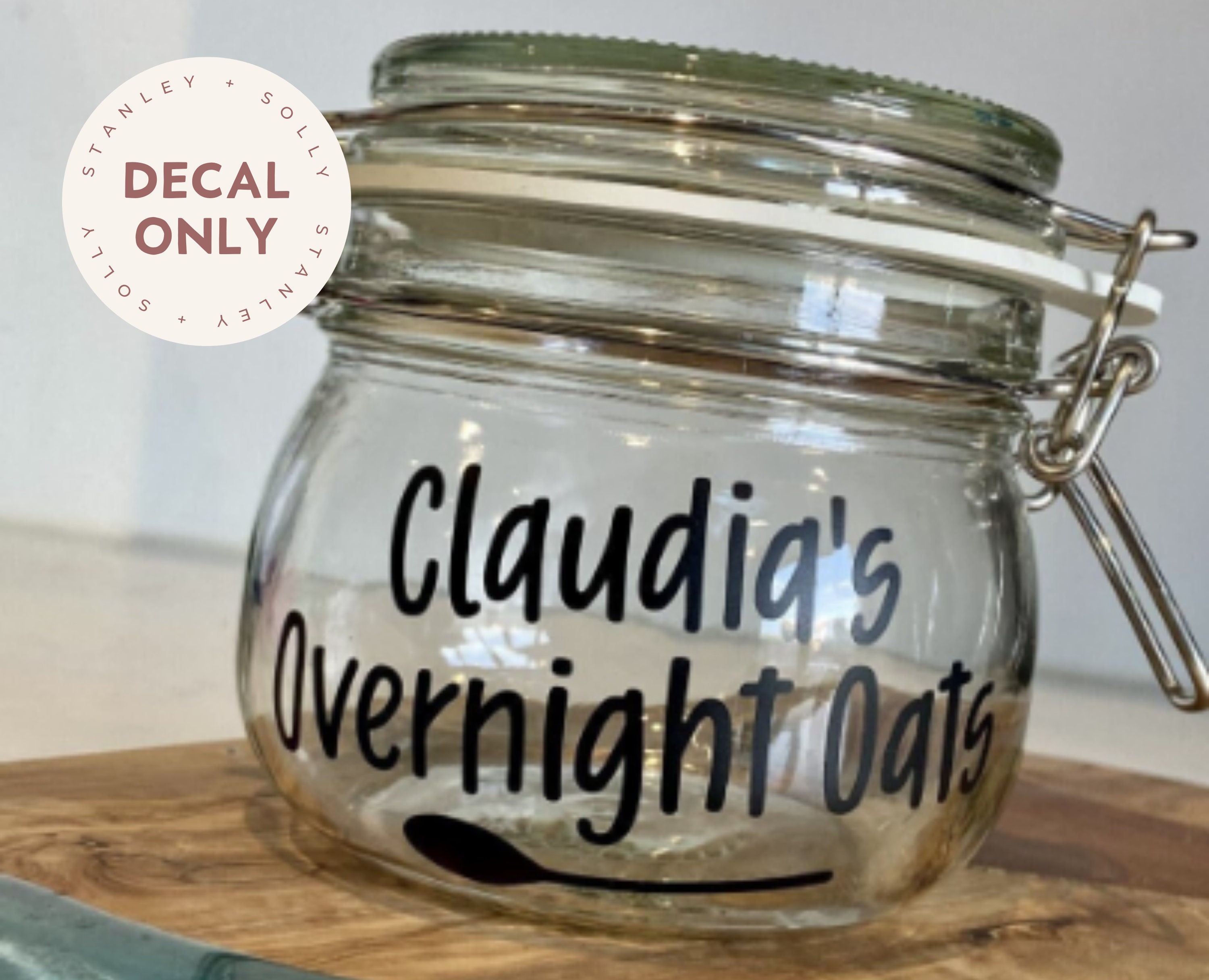 Overnight Oats Jar Personalised Option Mason Jar, Clear Glass