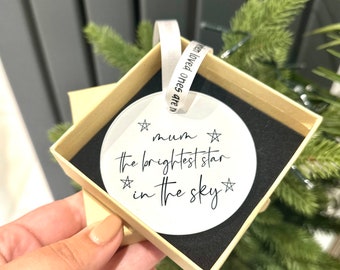 Personalised The Brightest Star In The Sky Bauble - Name of Choice | Acrylic Christmas Decoration | Memorial Bauble | Handmade in the UK