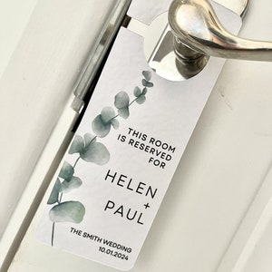 Personalised Room Reserved For Wedding Door Hangers 3 Designs White Luxe Textured Card Card Door Hanger Wedding Tags image 4