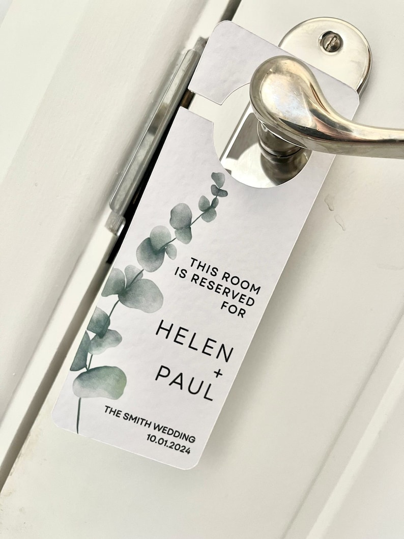 Personalised Room Reserved For Wedding Door Hangers 3 Designs White Luxe Textured Card Card Door Hanger Wedding Tags image 4