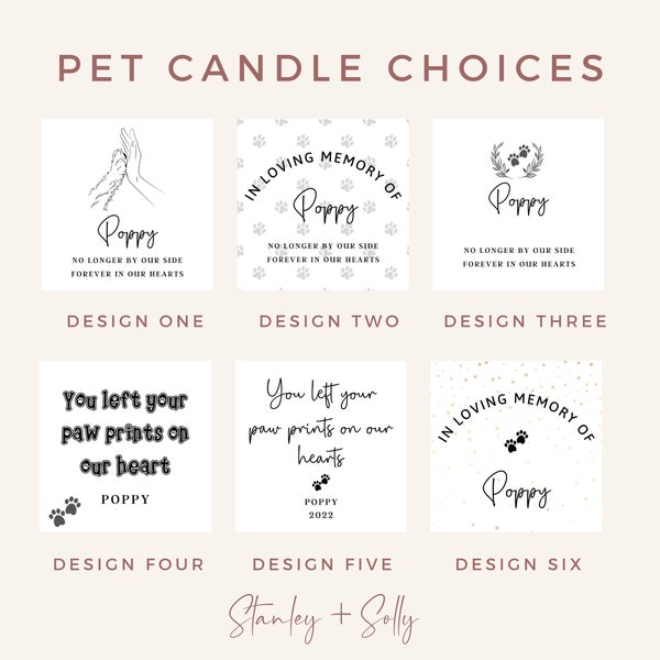 Personalised Pet In Loving Memory Candle Sticker Only - Choice of Design + Colours | Pet Memorial Candle