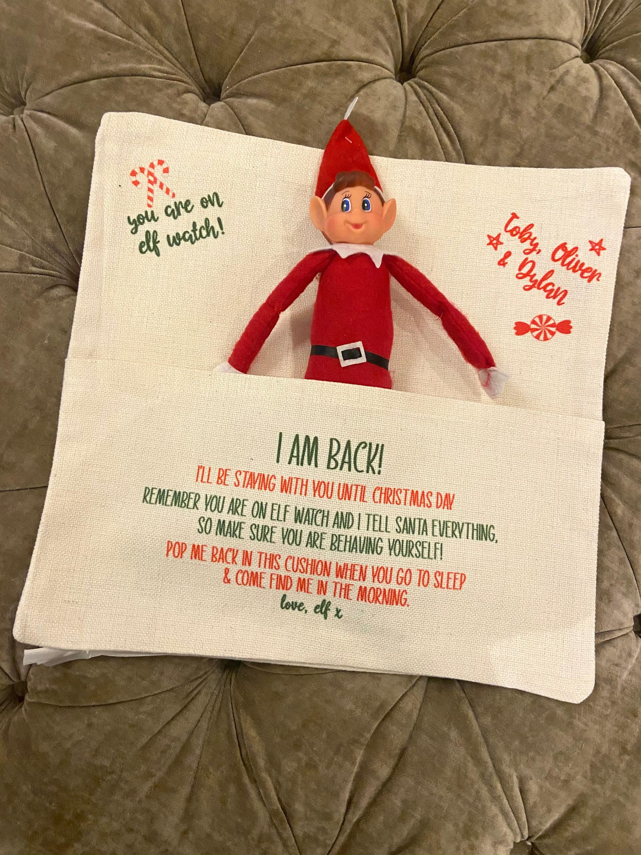 Personalised Christmas Elf Pocket Cushion Elves behavin | Etsy