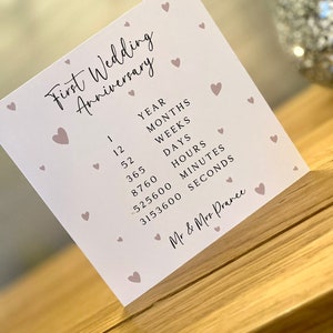 Personalised First Wedding Anniversary Card | Paper Anniversary Gift | Wedding Card | Luxury Card + Envelope | Made in the UK