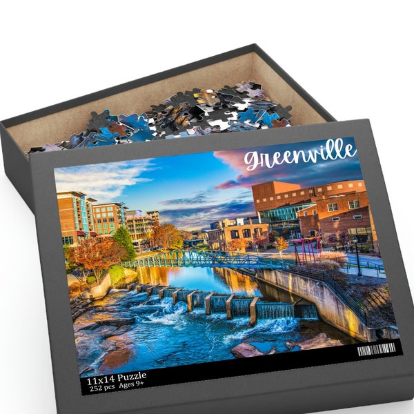 Greenville GVL Puzzle Geschenk, Greenville SC Einweihungsgeschenk, Jigsaw, Niedlich minimalistisch South Carolina, Puzzle (120, 252, 500-Teiler)