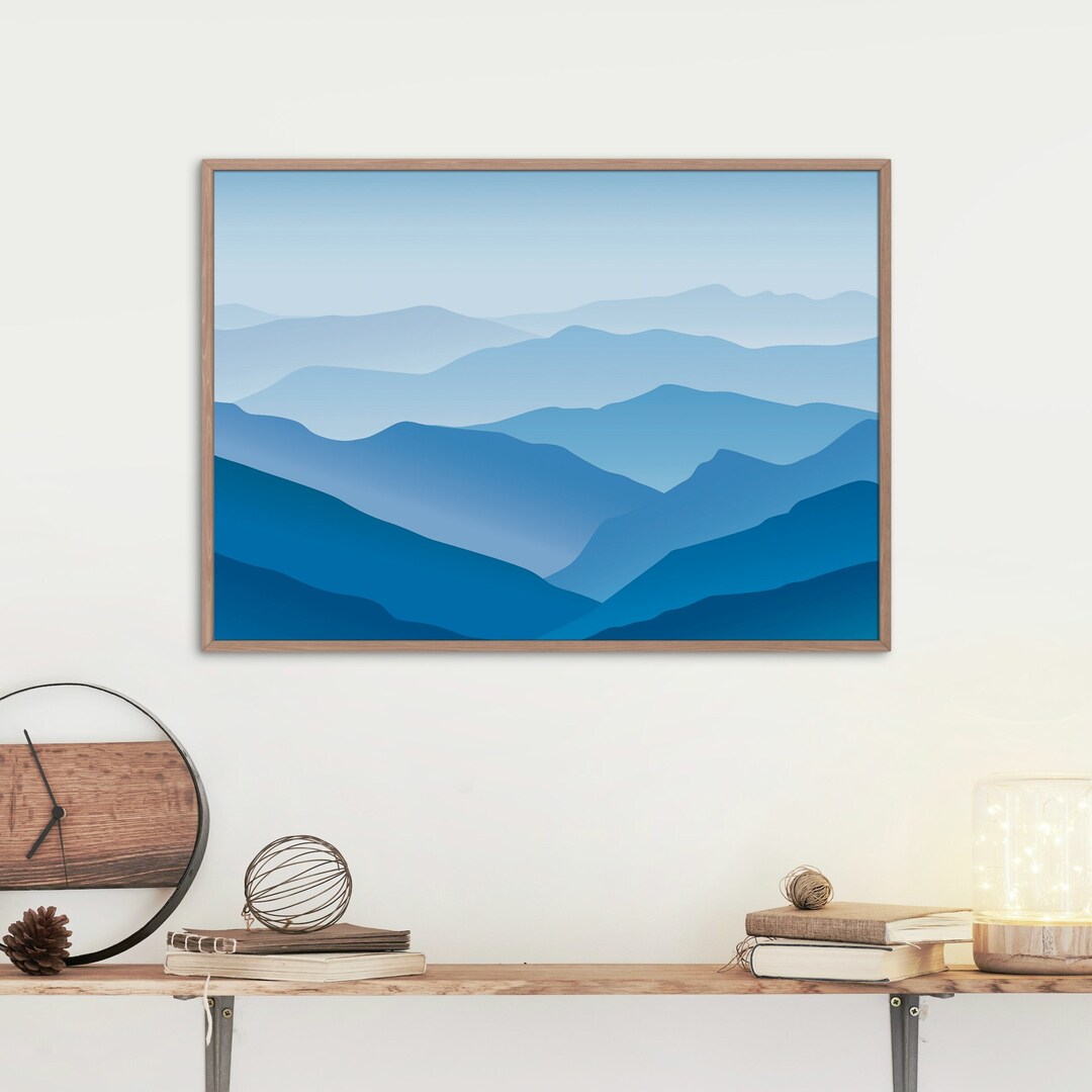 Blue Ridge Mountains Wall Art Digital Download Printable, Minimalistic