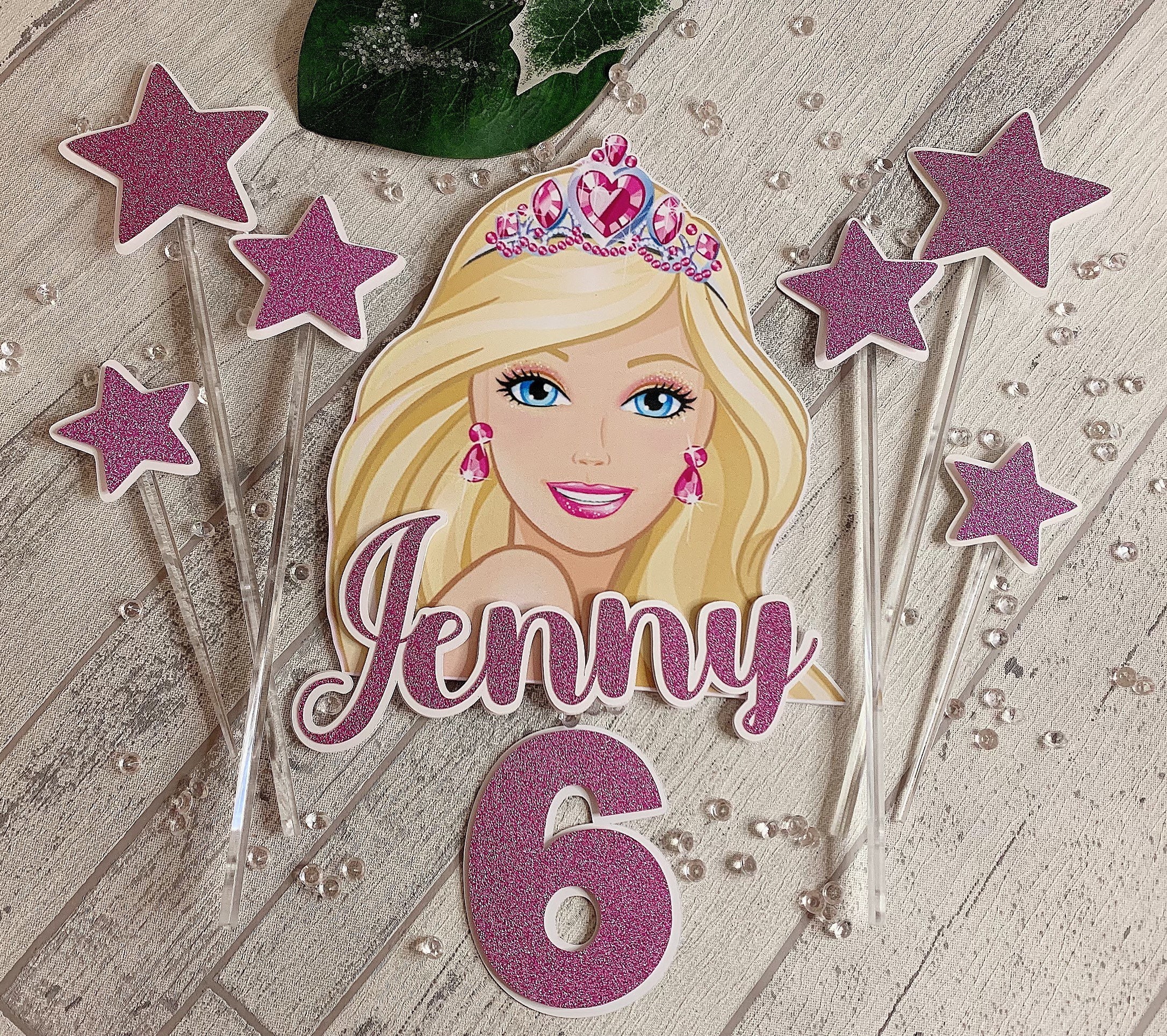 Barbie Themed Glitter Cake Topper Personalised With Name & Age -  Israel