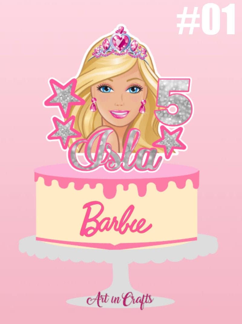 Décorations de gâteau Barbie personnalisées avec le nom et l'âge