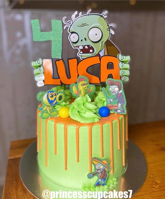 Plants vs Zombies Themed Cake Toppers Personalised With Name & Age