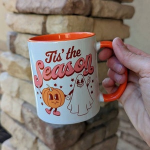 Retro Halloween Ghost Coffee Mug | Cute Retro Mug | Tis the season | Travel Mug