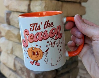 Retro Halloween Ghost Coffee Mug | Cute Retro Mug | Tis the season | Travel Mug