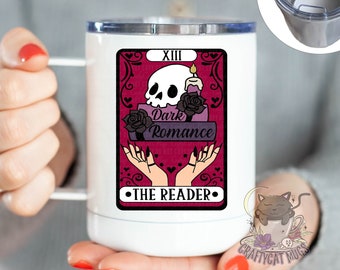 Dark Romance The Reader Tarot Card Glass Can | Reader Gifts | Bookish Cup