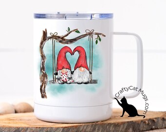 Gnomes Coffee Mug | Christmas Mug | Winter Mug | Gnomes on a Swing | Personalized Mug