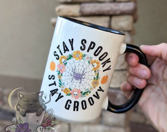 Retro Halloween Ghost Coffee Mug | Cute Retro Mug | Cute Spooky Halloween Travel Mug