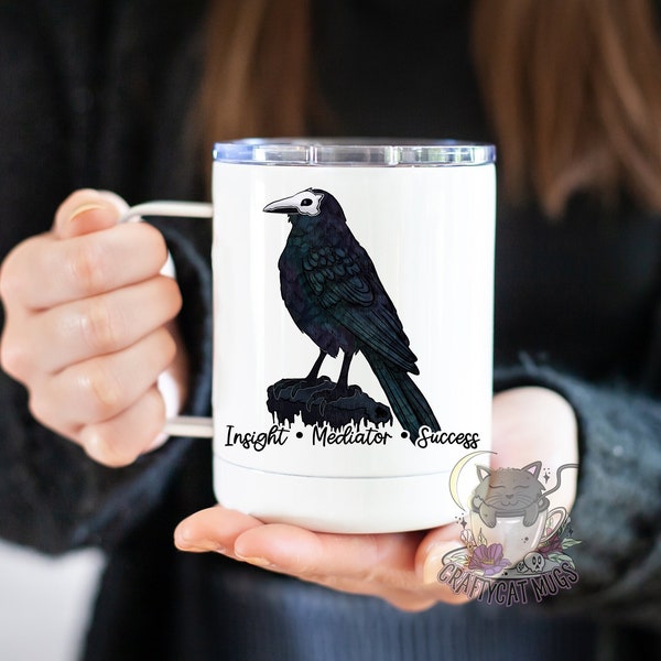 Raven Mug | Witchy Tumbler | Goth Raven Mug | Forestcore Mug | Witchy Gift