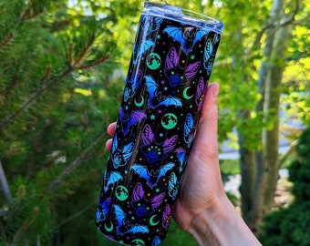 Bats Tumbler | Spooky Travel Mug | Halloween Bats Tumbler | Goth Tumbler