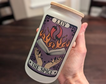 The Spice Tarot Card Glass Can | Iced Coffee Cup | Reader Tarot Card | Witchy Gifts | Bookish Glass