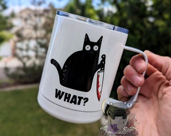 Funny Murderous Black Cat Mug | Travel Mug | Halloween Coffee Mug | Cat Mug | Personalized Gifts