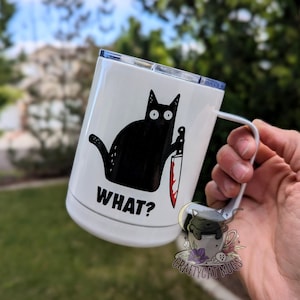 Funny Murderous Black Cat Mug | Travel Mug | Halloween Coffee Mug | Cat Mug | Personalized Gifts