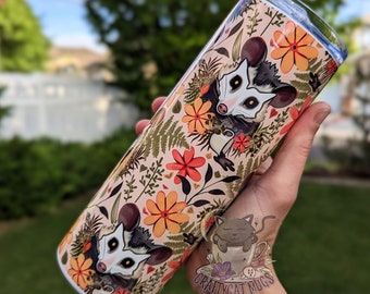 Cute Possum Tumbler | Cottagecore Cup | Opossum Mug | Cottagecore Possum Cup | Witchy Tumbler