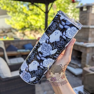 Spooky Tumbler | Ghosts Cup | Halloween Tumbler | Floral Ghost Tumbler