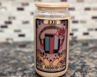 The Audiobook Tarot Card Glass Cup | Iced Coffee Cup | Fantasy Reader Tarot Card | Bookish Glass