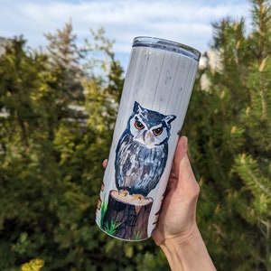 3 Owls Tumbler | Owl Travel Mug | Owls on Books Cup