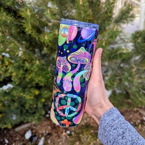 Psychedelic Mushroom Tumbler | Peace Tumbler | Hippie Cup