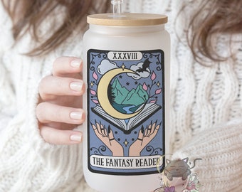 Bookish Tarot Card Glass Can | Iced Coffee Cup | Fantasy Readers | Witchy Gifts | Bookish Glass