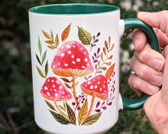 Fall Coffee Mug | Mushroom Mug | Gift for Her | Christmas Mug Gift | Travel Mug | Tumbler