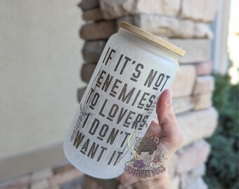 Enemies to Lovers Glass Cup | Iced Coffee Cup | Reader Glass | Dark Romance Cup | Bookish Glass