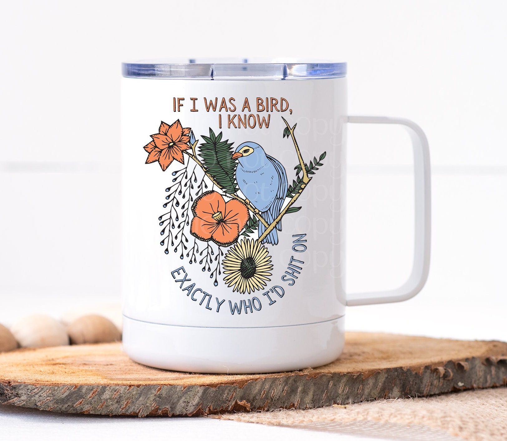 Birds and Berries Spill-Proof Travel Mug