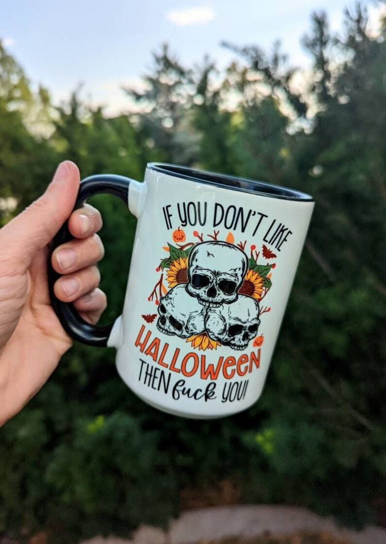 Halloween Mug | Funny Halloween Mug | Spooky Mug | Personalized Mug | Travel Mug 15oz - Black Inside