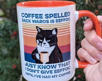 Funny Coffee Mug | Eeffoc Coffee Mug | Personalized Gifts | Cat Mug | Travel Mug