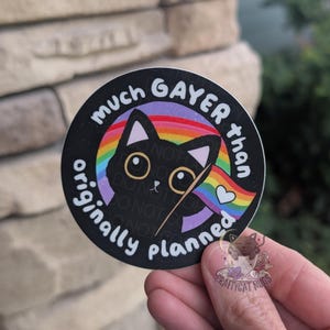 Gay Pride Sticker, Funny Gay Sticker, Black Cat Pride Sticker, Cute Gay Sticker image 1