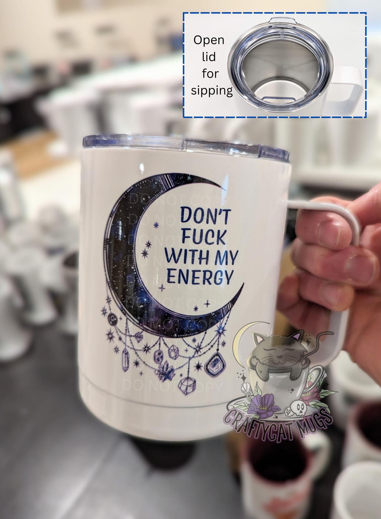 Witchy Gifts | Gift for Her | Travel Mug | Don't Fu*k with my Energy Moon Mug | Witch Mug | Personalized Gifts | Witchcraft