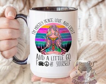 Funny Coffee Mug | Peace Love Light | Hippie Mug | Travel Mug | Personalized Mug | 40oz