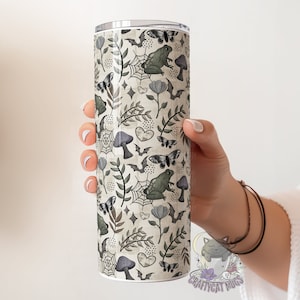 Spooky Cottagecore Frogs and Bats Tumbler