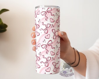 Valentine Tumbler | Heart Bows Tumbler | Valentine Gift | Love Tumbler | Teacher Gift