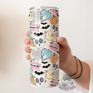 Cute Spooky Vampire Tumbler | Bats and Pumpkins Cup | Halloween Tumbler